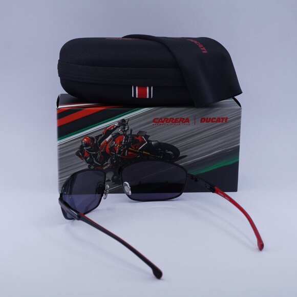 Carrera CARDUC 006/S 0OIT AO Sunglasses Black/Red Rectangle Frame, Red Lenses - Picture 10 of 10